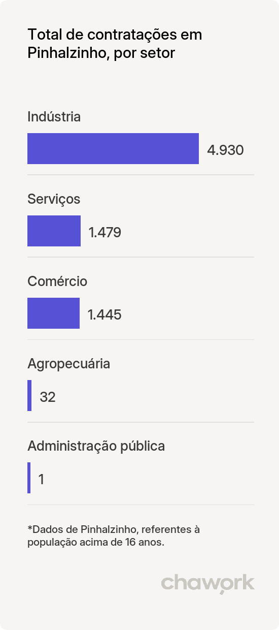 Total de contratações por setor em Pinhalzinho, SP