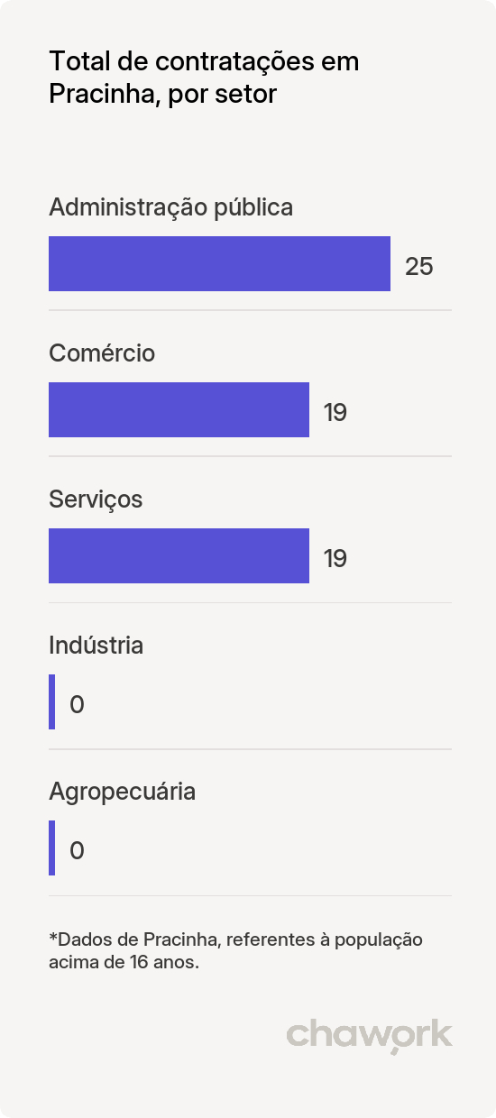 Total de contratações por setor em Pracinha, SP