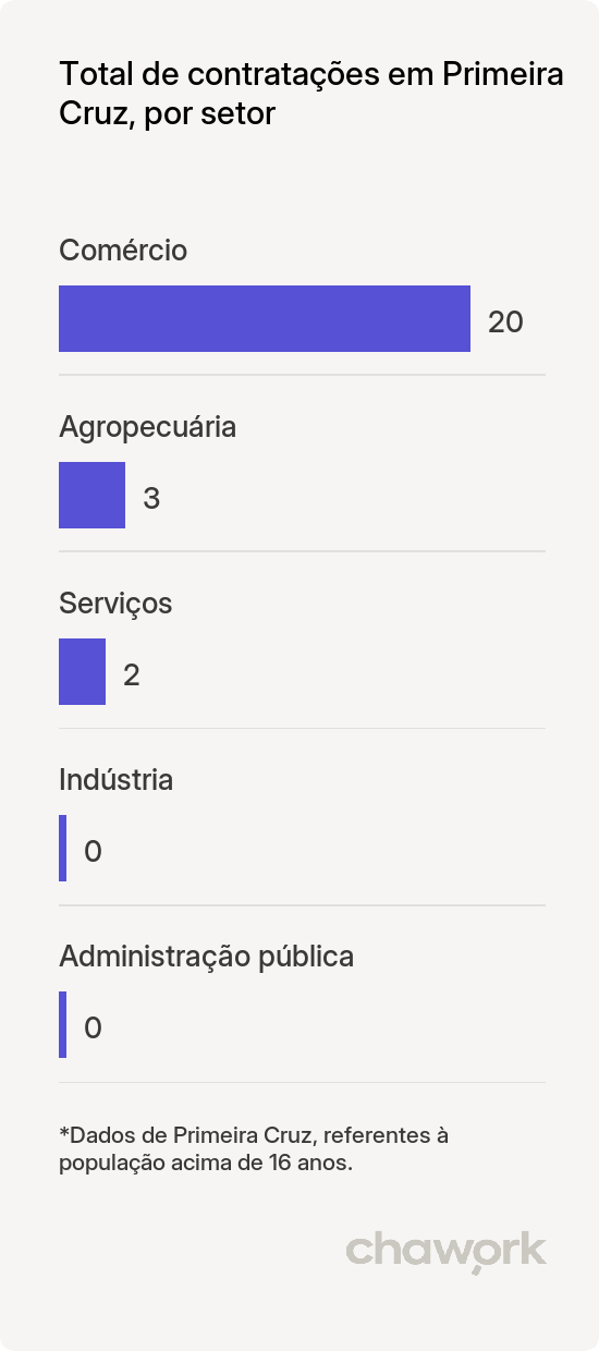 Total de contratações por setor em Primeira Cruz, MA