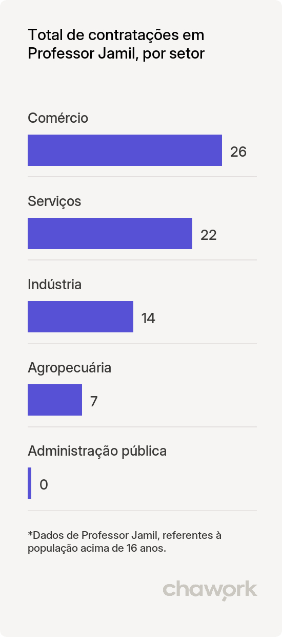 Total de contratações por setor em Professor Jamil, GO