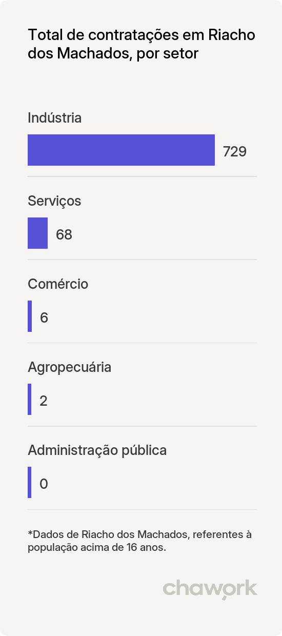Total de contratações por setor em Riacho dos Machados, MG