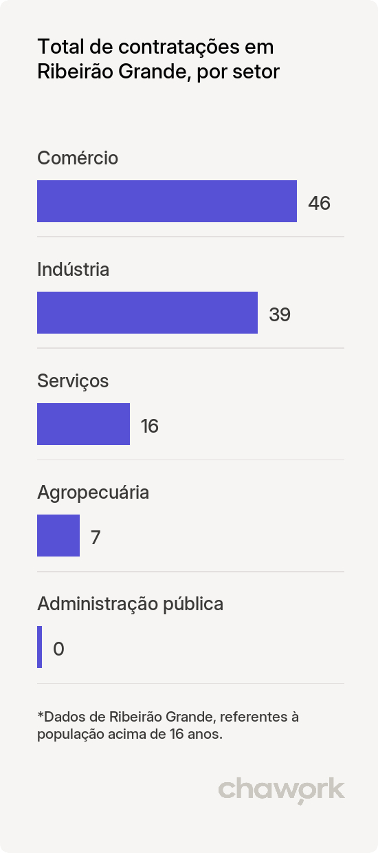 Total de contratações por setor em Ribeirão Grande, SP