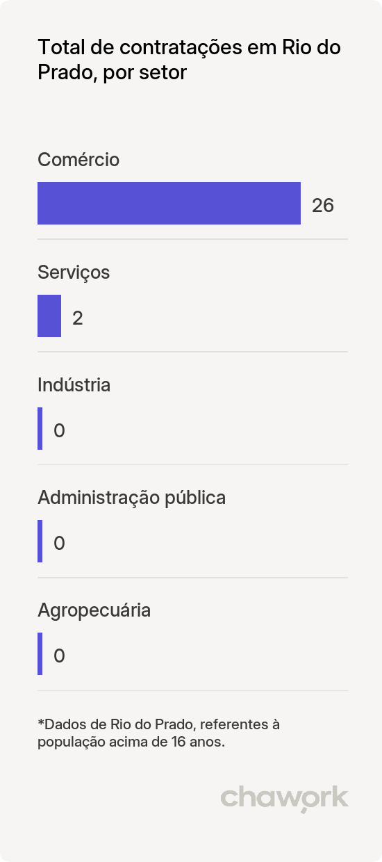 Total de contratações por setor em Rio do Prado, MG