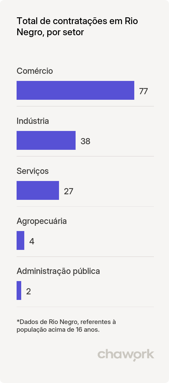 Total de contratações por setor em Rio Negro, PR