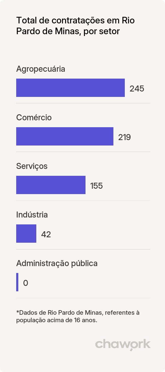 Total de contratações por setor em Rio Pardo de Minas, MG