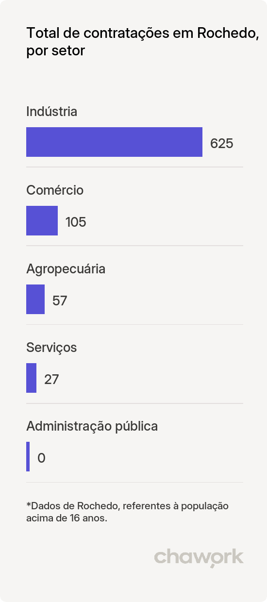 Total de contratações por setor em Rochedo, MS
