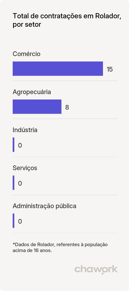 Total de contratações por setor em Rolador, RS