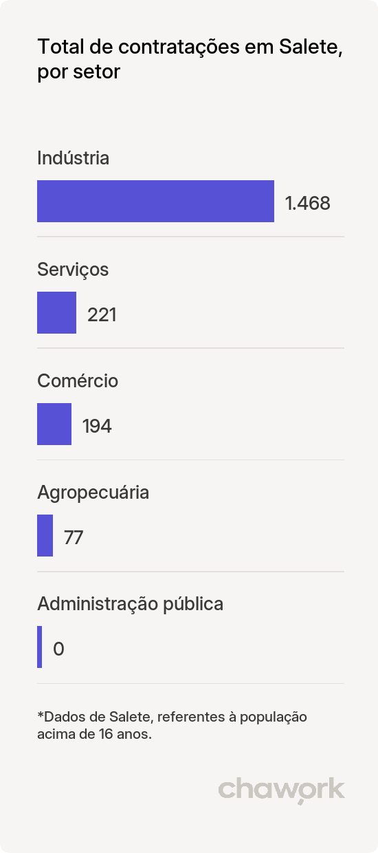 Total de contratações por setor em Salete, SC