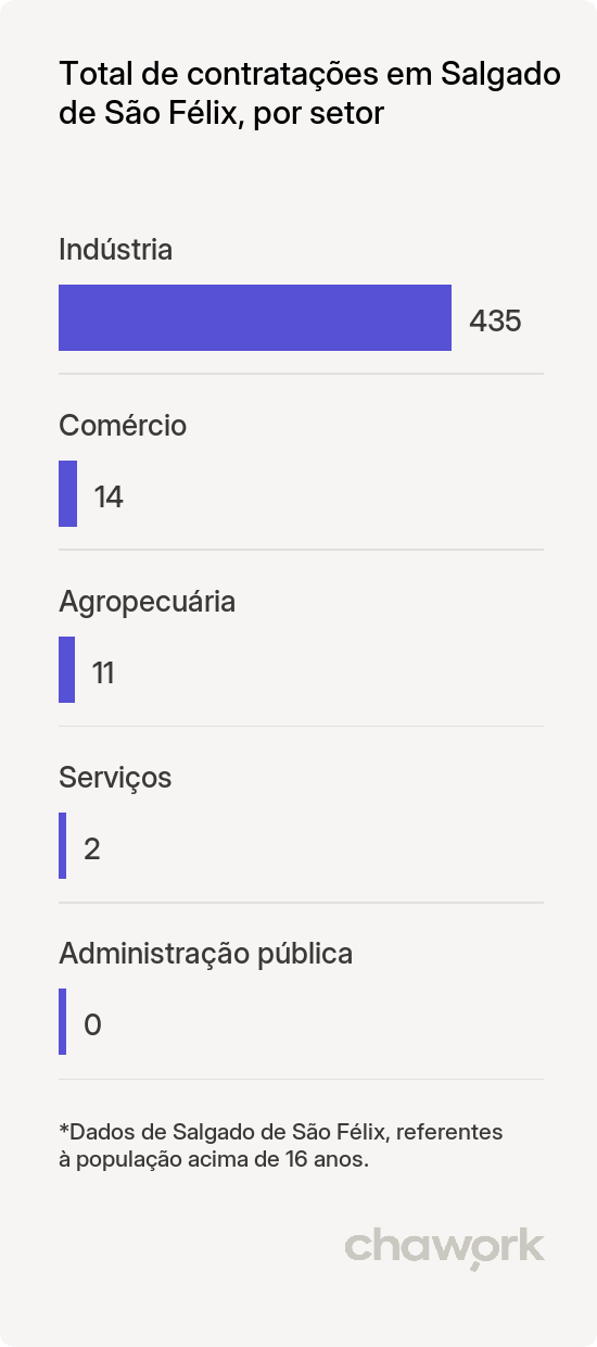 Total de contratações por setor em Salgado de São Félix, PB
