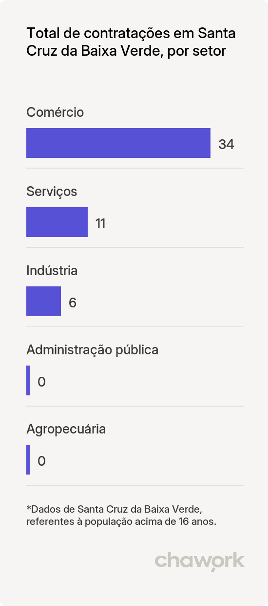 Total de contratações por setor em Santa Cruz da Baixa Verde, PE