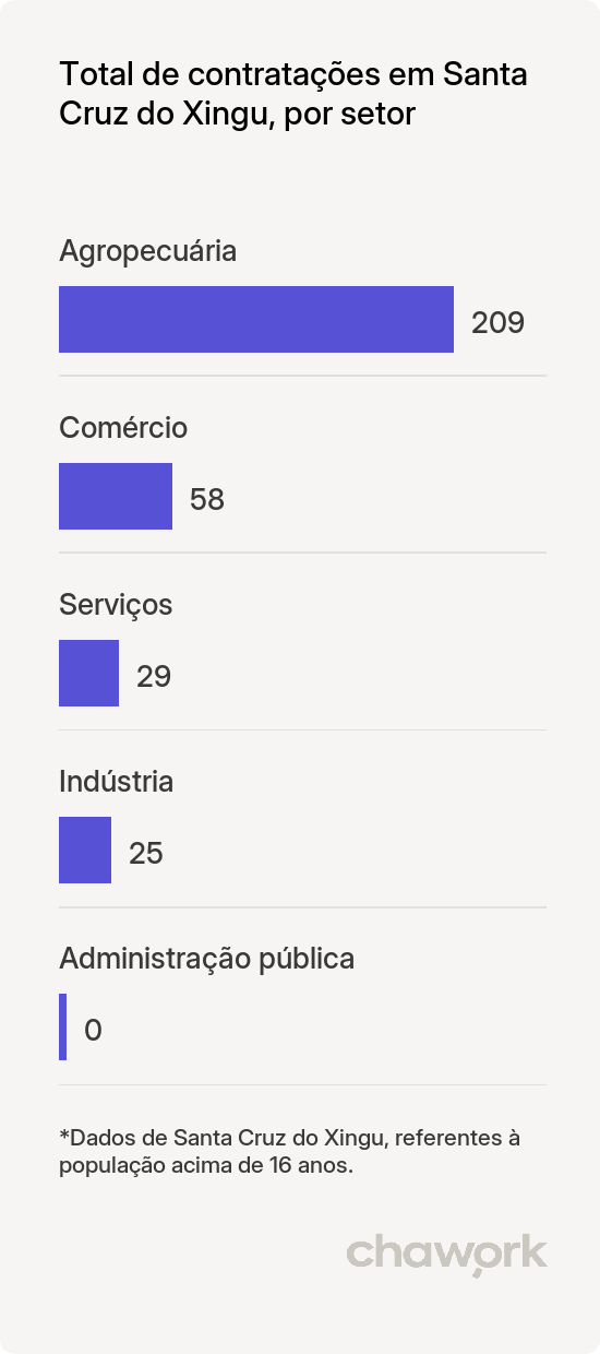 Total de contratações por setor em Santa Cruz do Xingu, MT