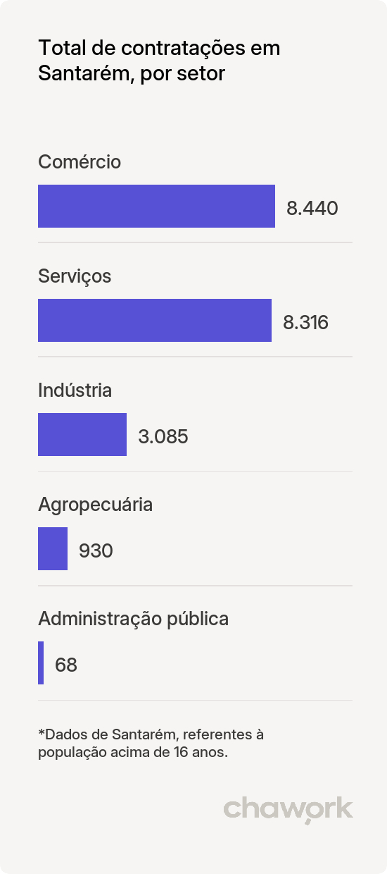 Total de contratações por setor em Santarém, PA