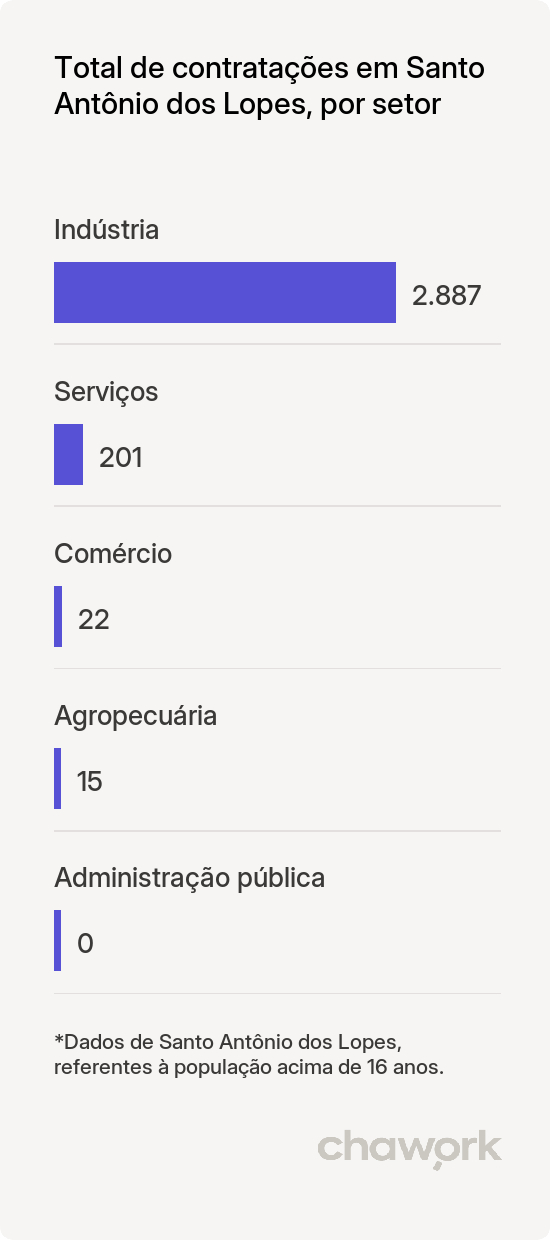 Total de contratações por setor em Santo Antônio dos Lopes, MA