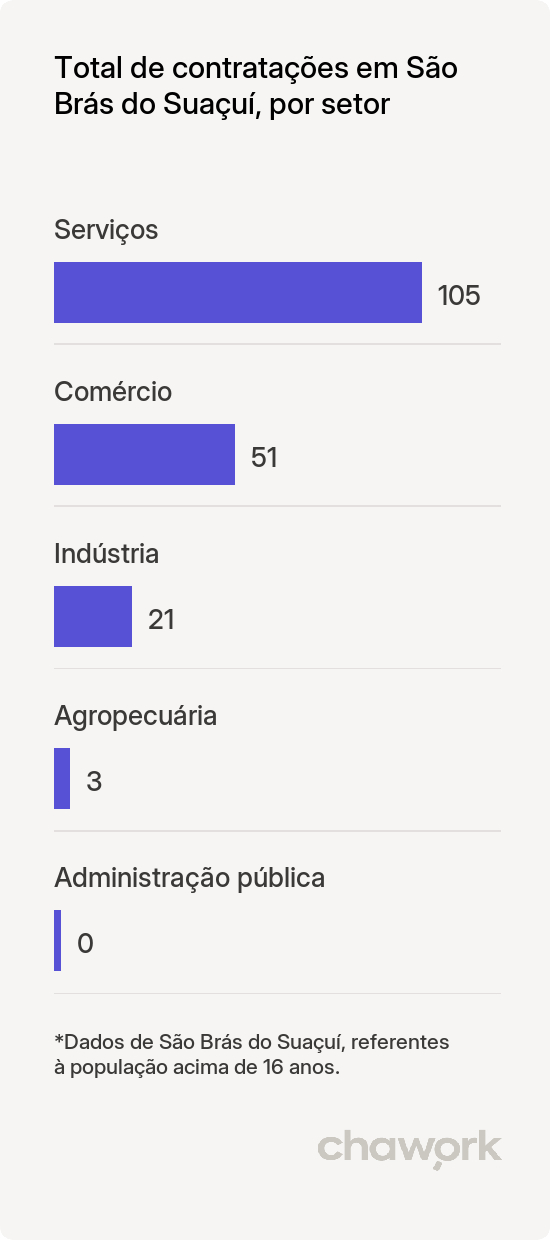 Total de contratações por setor em São Brás do Suaçuí, MG