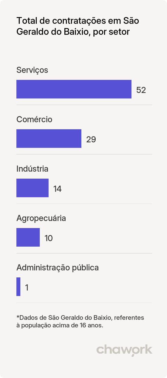 Total de contratações por setor em São Geraldo do Baixio, MG