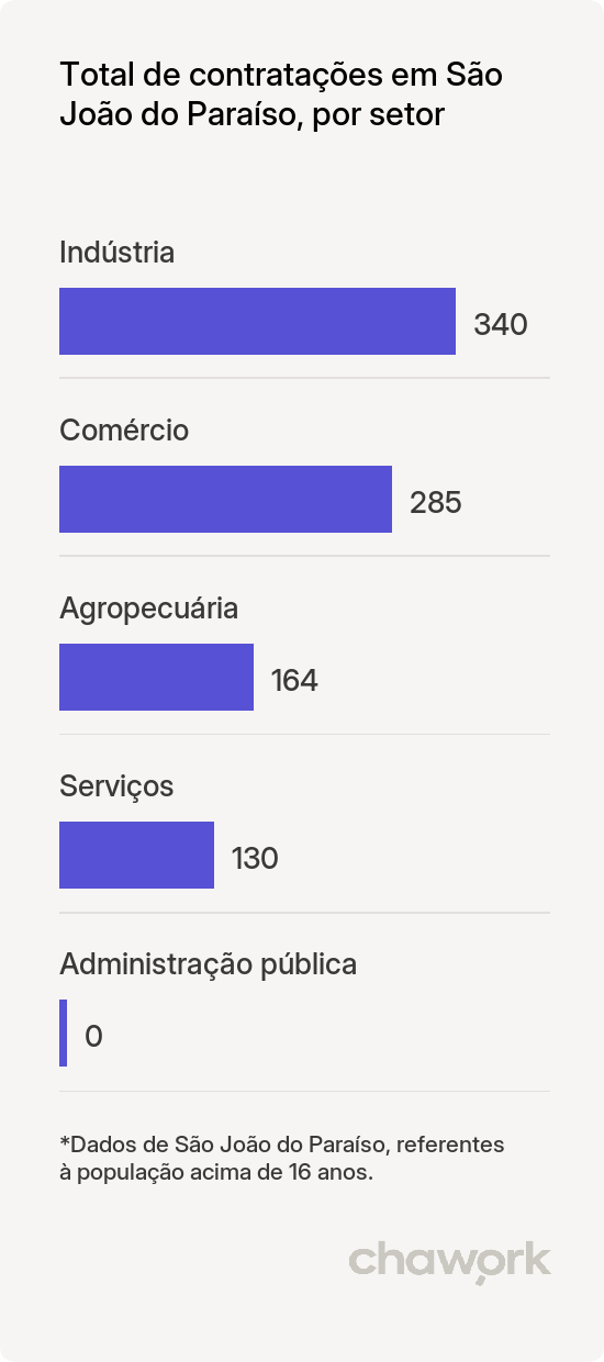 Total de contratações por setor em São João do Paraíso, MG
