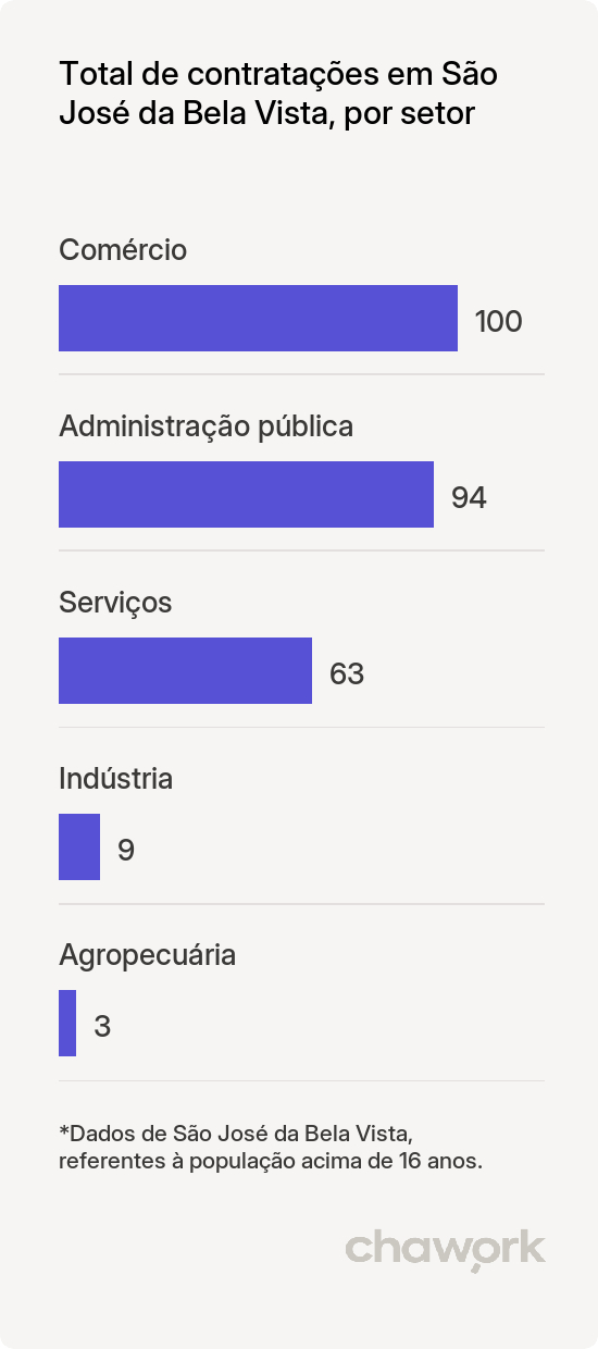 Total de contratações por setor em São José da Bela Vista, SP