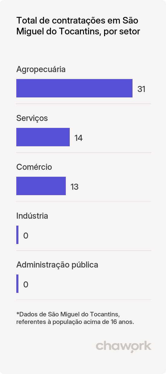 Total de contratações por setor em São Miguel do Tocantins, TO