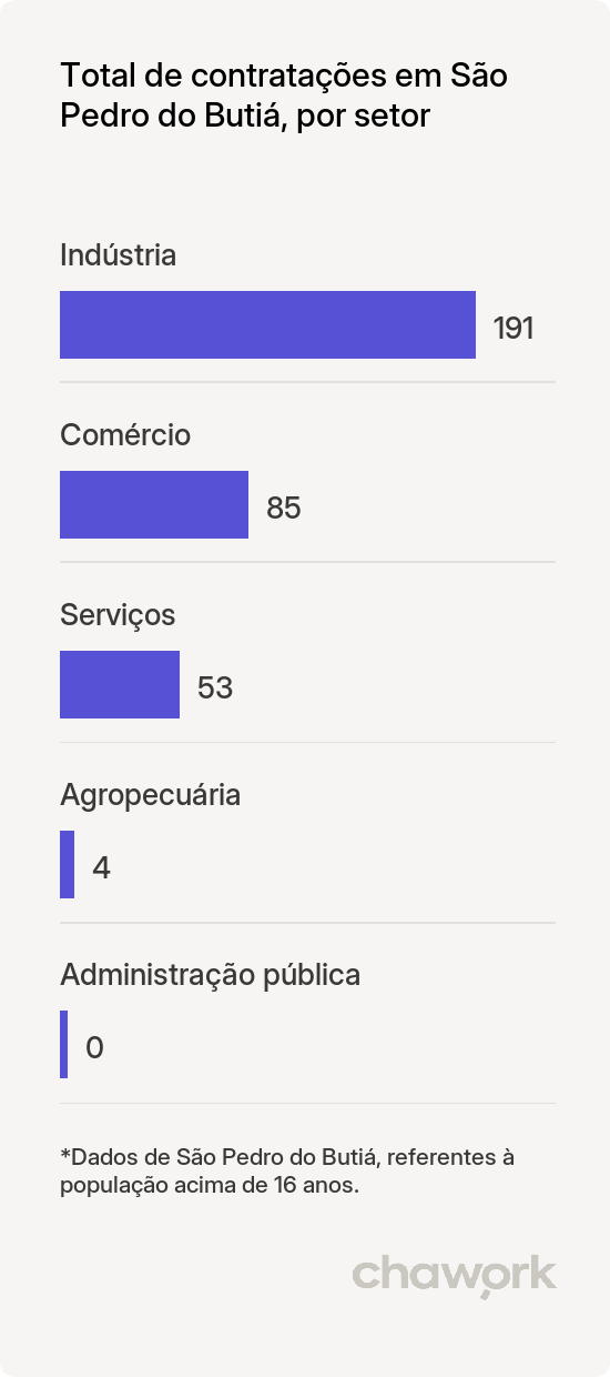 Total de contratações por setor em São Pedro do Butiá, RS