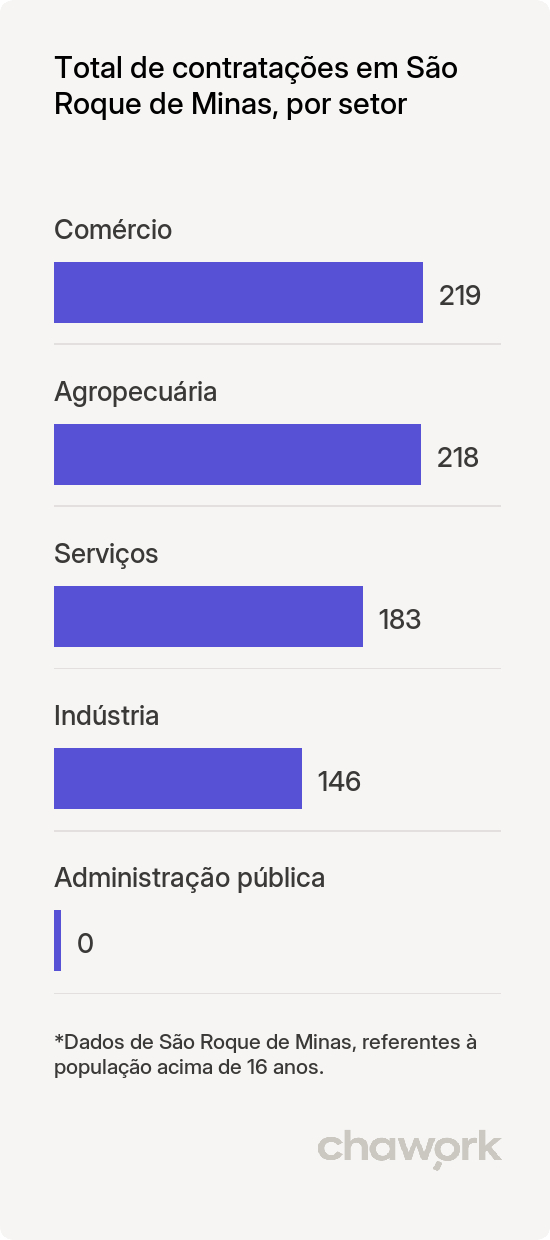 Total de contratações por setor em São Roque de Minas, MG
