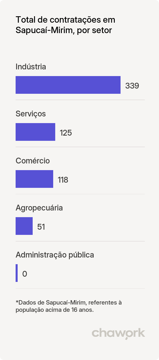 Total de contratações por setor em Sapucaí-Mirim, MG