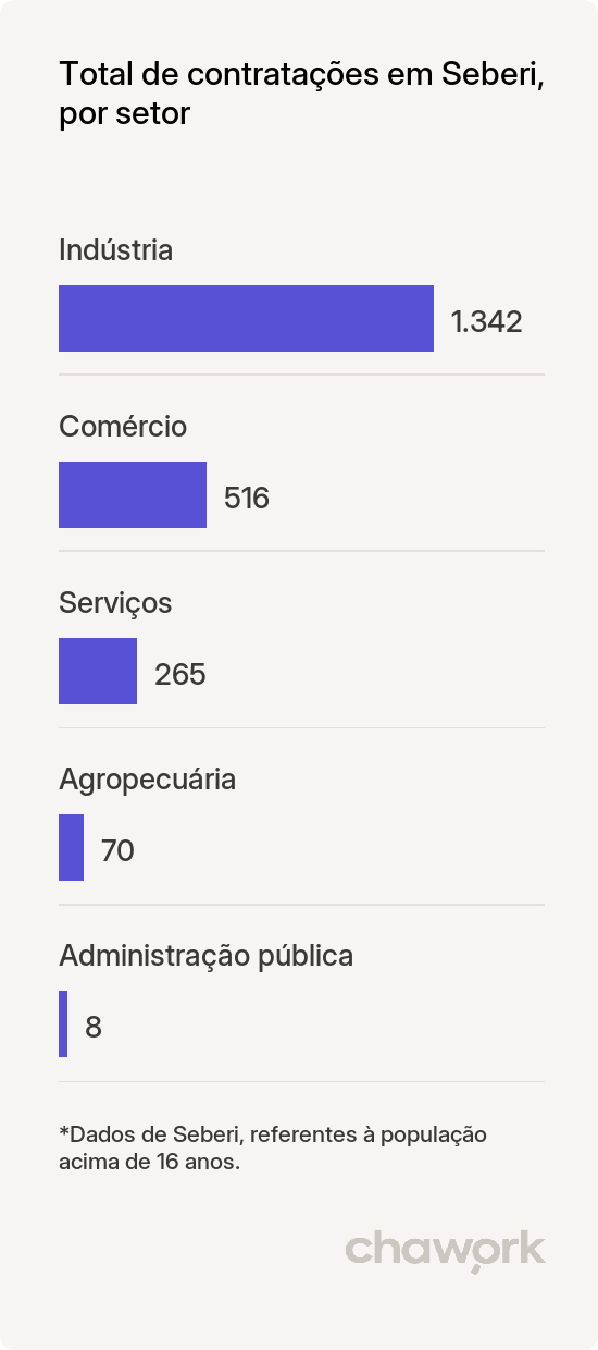 Total de contratações por setor em Seberi, RS