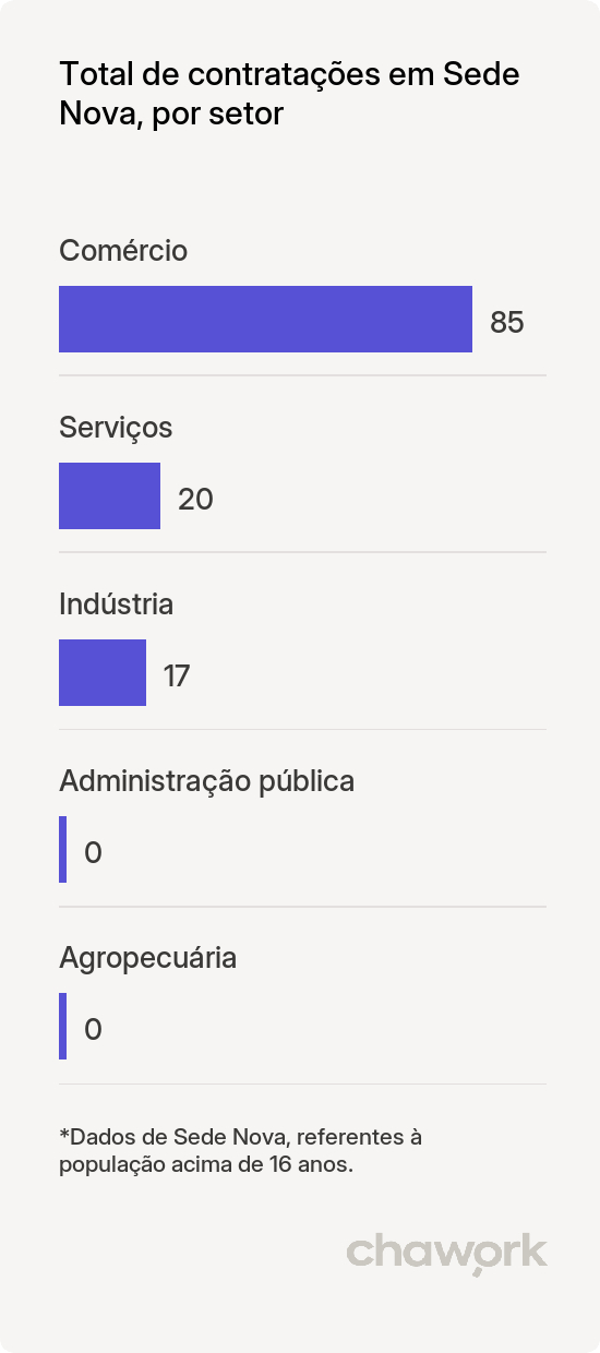 Total de contratações por setor em Sede Nova, RS