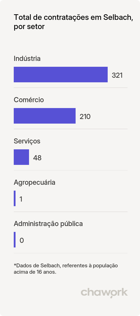 Total de contratações por setor em Selbach, RS