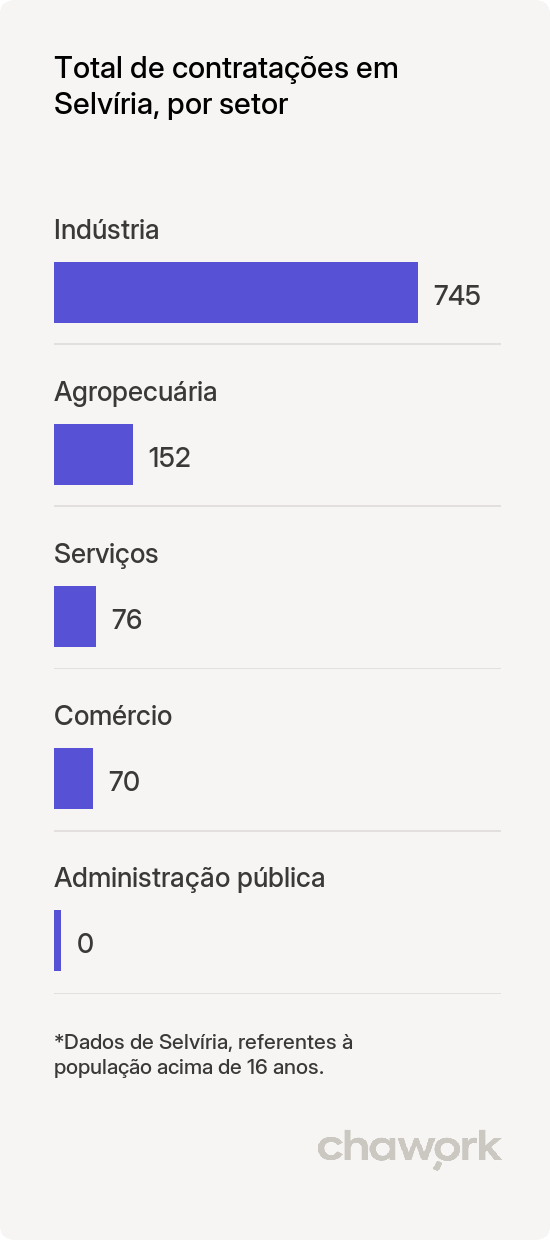 Total de contratações por setor em Selvíria, MS