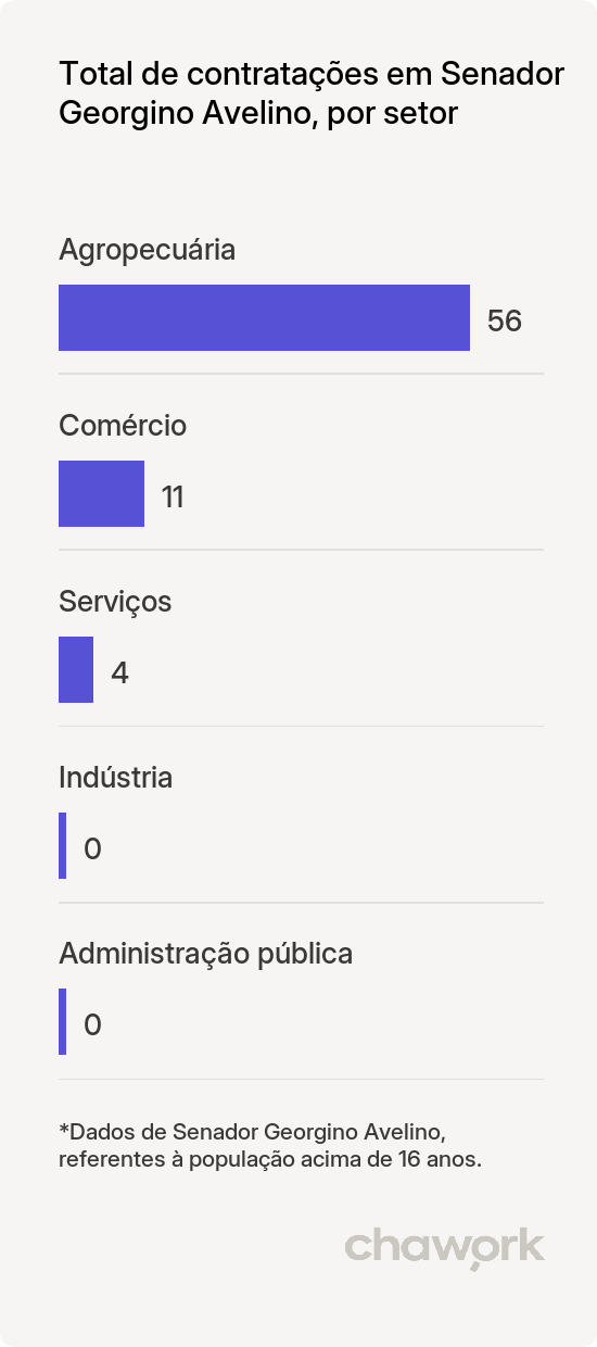 Total de contratações por setor em Senador Georgino Avelino, RN