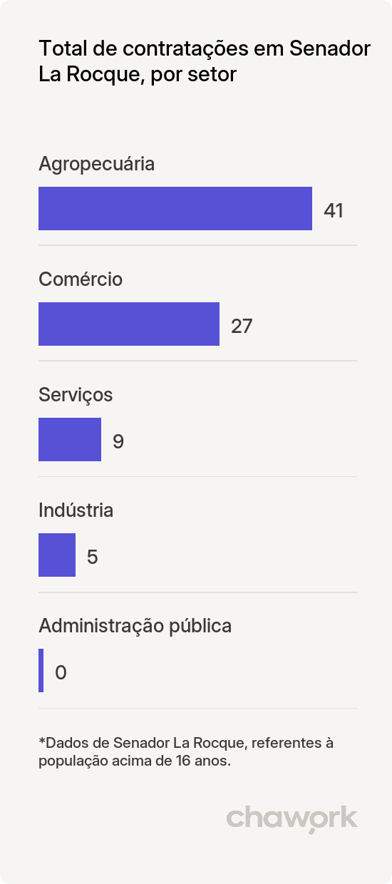Total de contratações por setor em Senador La Rocque, MA