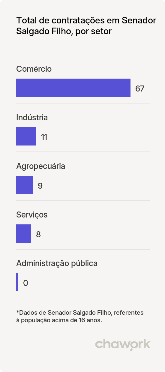 Total de contratações por setor em Senador Salgado Filho, RS