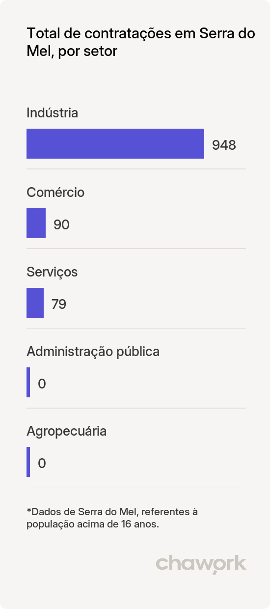 Total de contratações por setor em Serra do Mel, RN