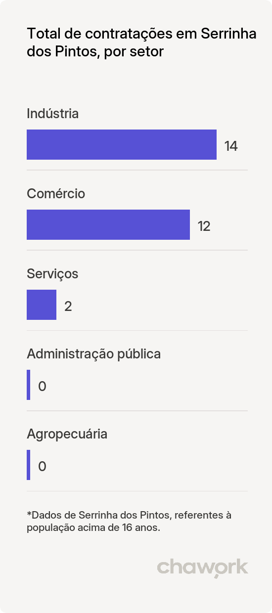 Total de contratações por setor em Serrinha dos Pintos, RN