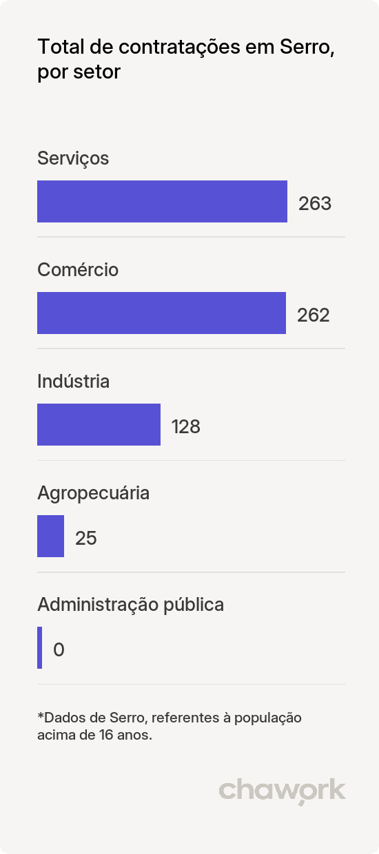 Total de contratações por setor em Serro, MG