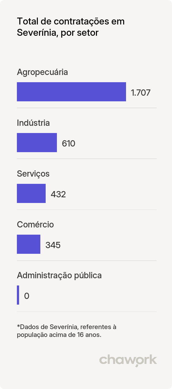 Total de contratações por setor em Severínia, SP