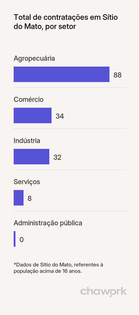 Total de contratações por setor em Sítio do Mato, BA