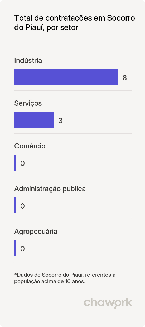 Total de contratações por setor em Socorro do Piauí, PI