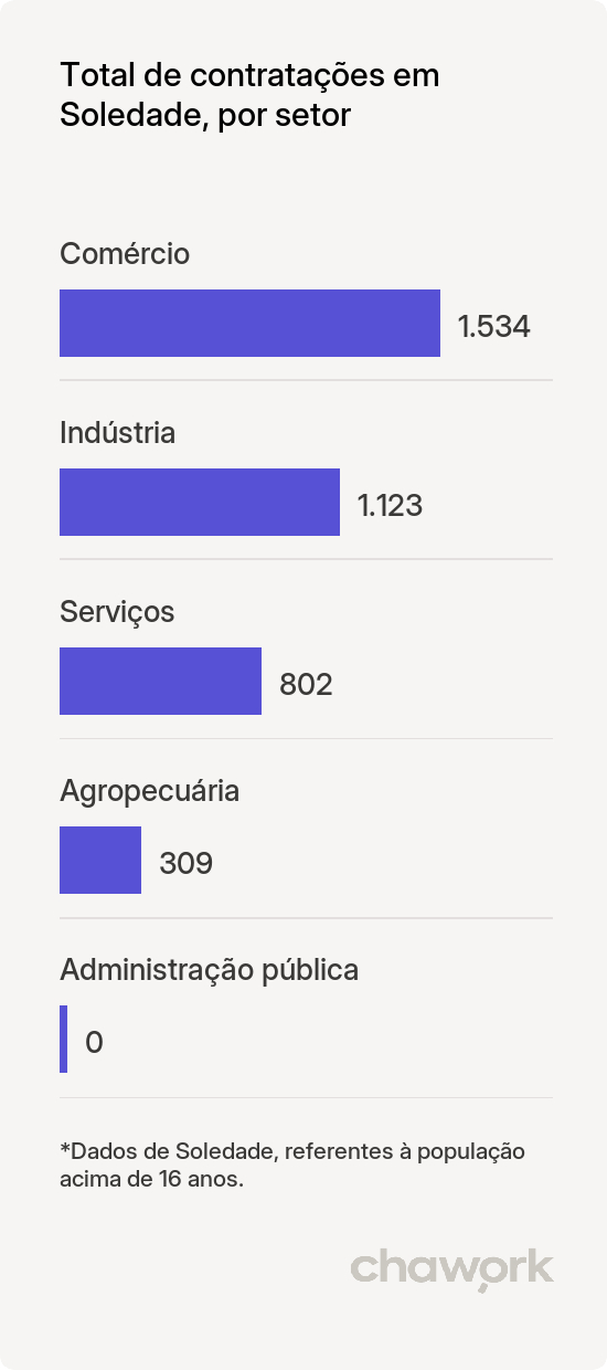 Total de contratações por setor em Soledade, RS