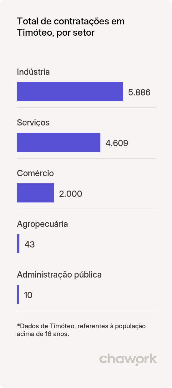 Total de contratações por setor em Timóteo, MG