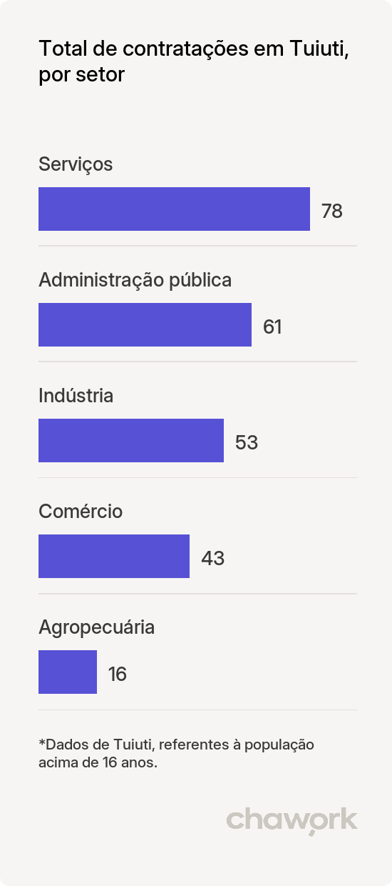 Total de contratações por setor em Tuiuti, SP