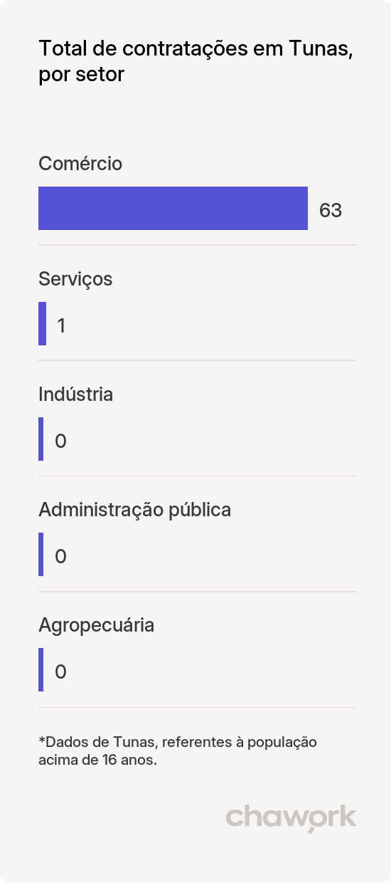 Total de contratações por setor em Tunas, RS