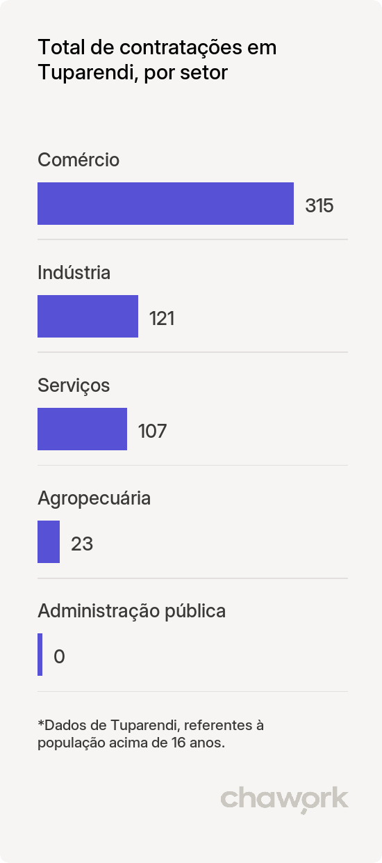 Total de contratações por setor em Tuparendi, RS