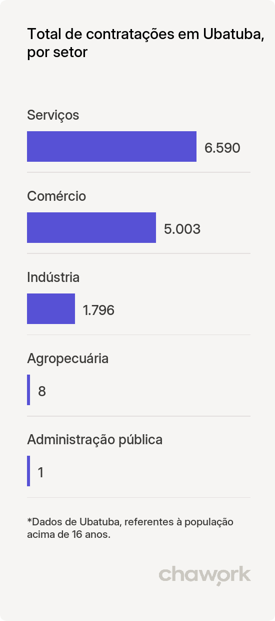 Total de contratações por setor em Ubatuba, SP