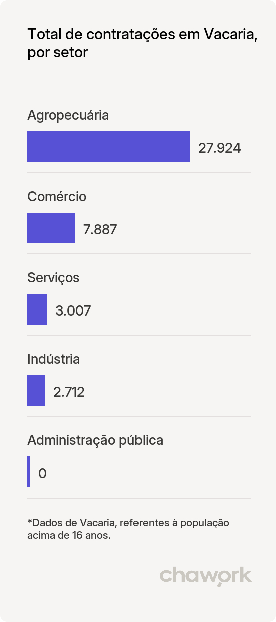 Total de contratações por setor em Vacaria, RS