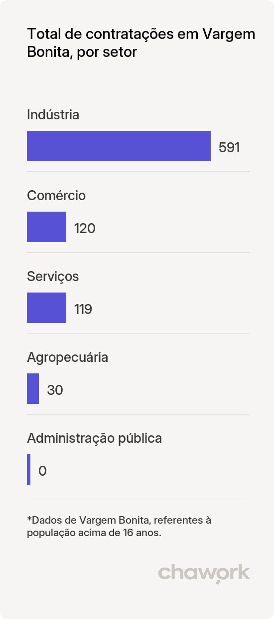 Total de contratações por setor em Vargem Bonita, MG