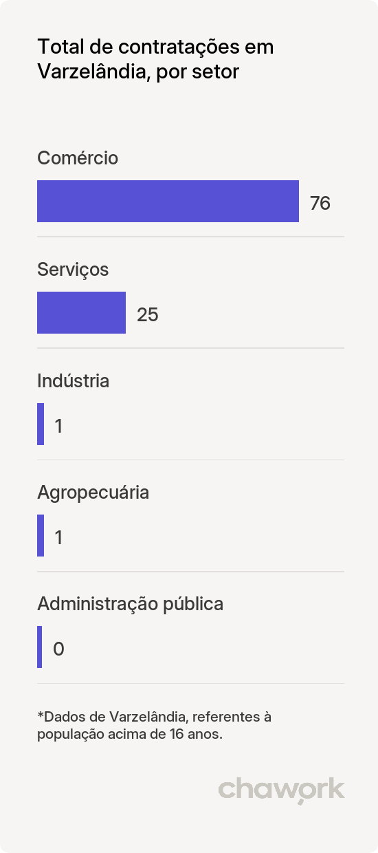 Total de contratações por setor em Varzelândia, MG