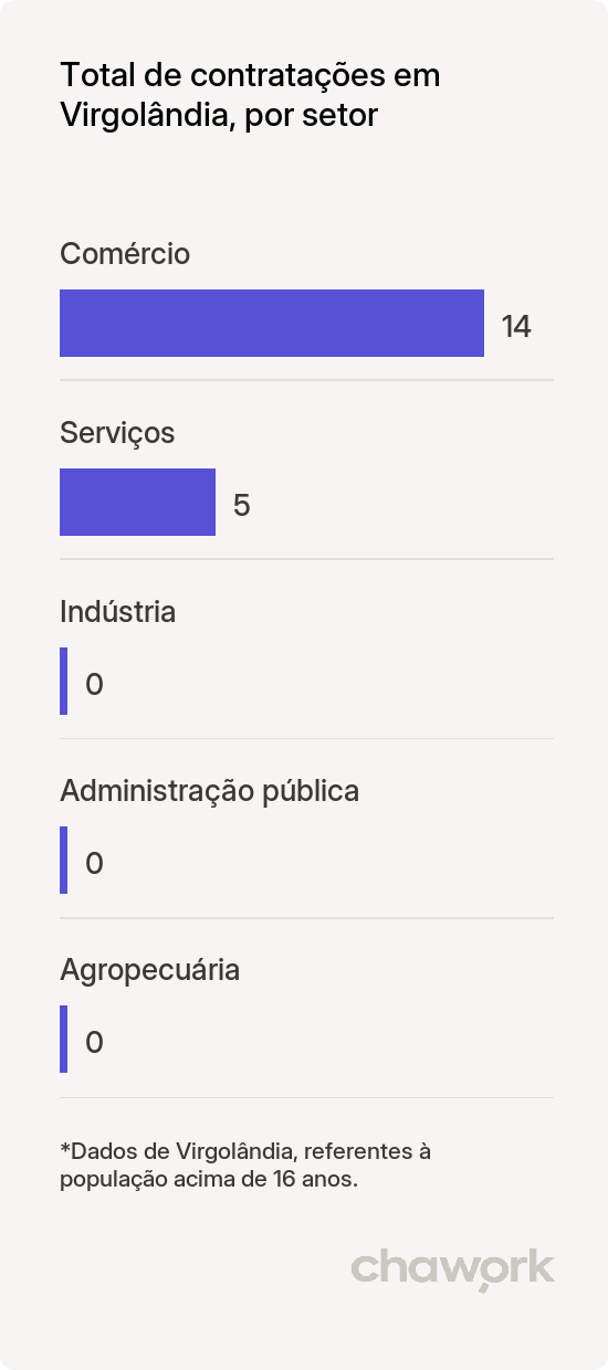 Total de contratações por setor em Virgolândia, MG