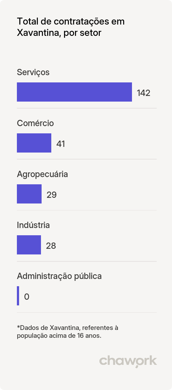 Total de contratações por setor em Xavantina, SC