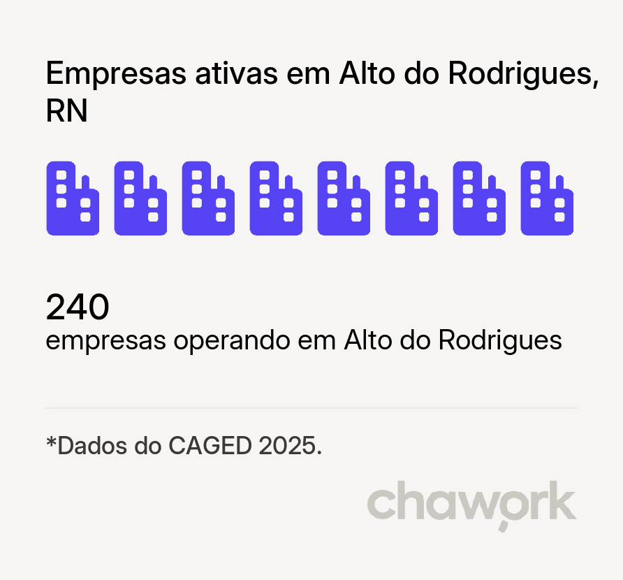 Empresas ativas em Alto do Rodrigues, RN